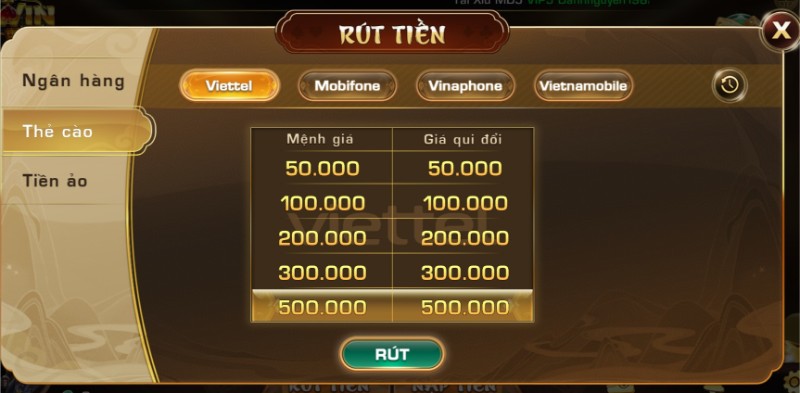 Rút tiền iWin68