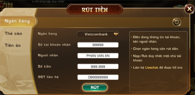 Rút tiền iWin68