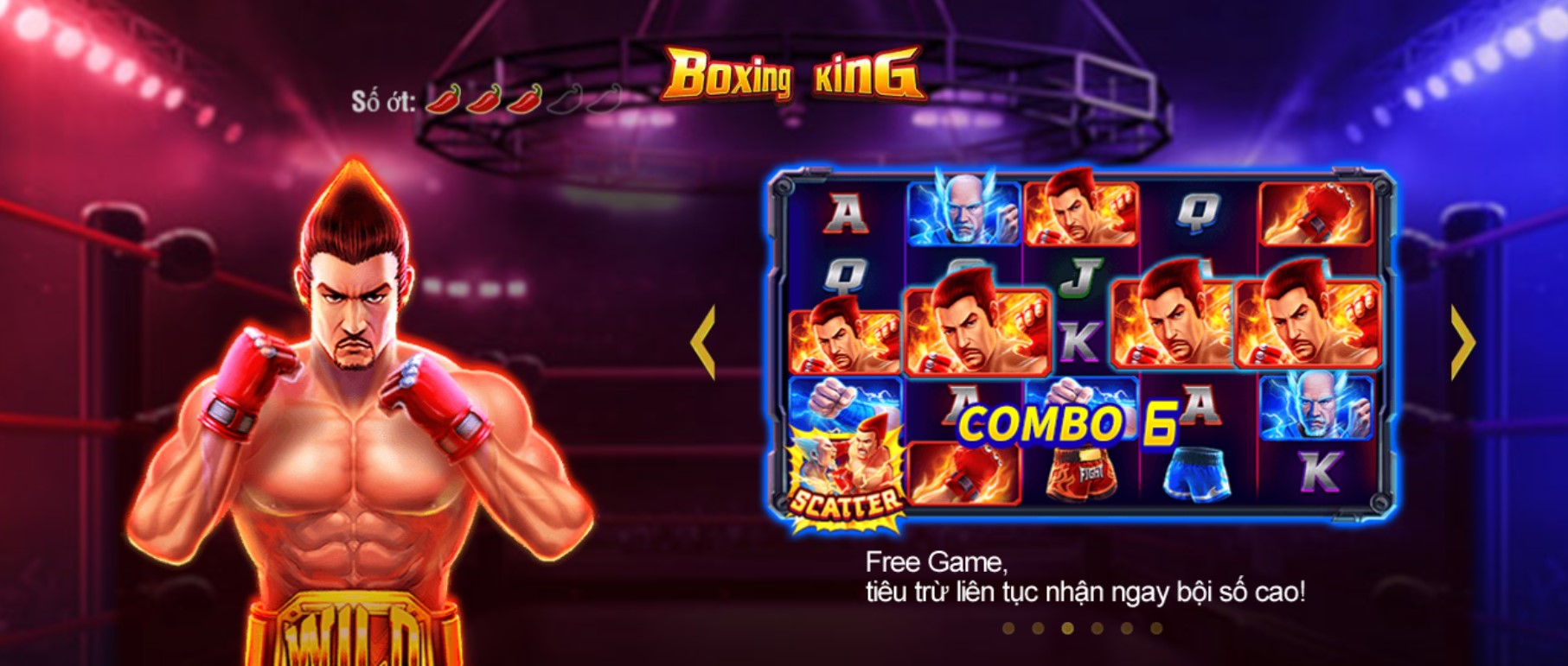 Nổ hũ Quyền Vương lấy cảm hứng từ thế giới quyền anh đầy mạnh mẽ và kịch tính